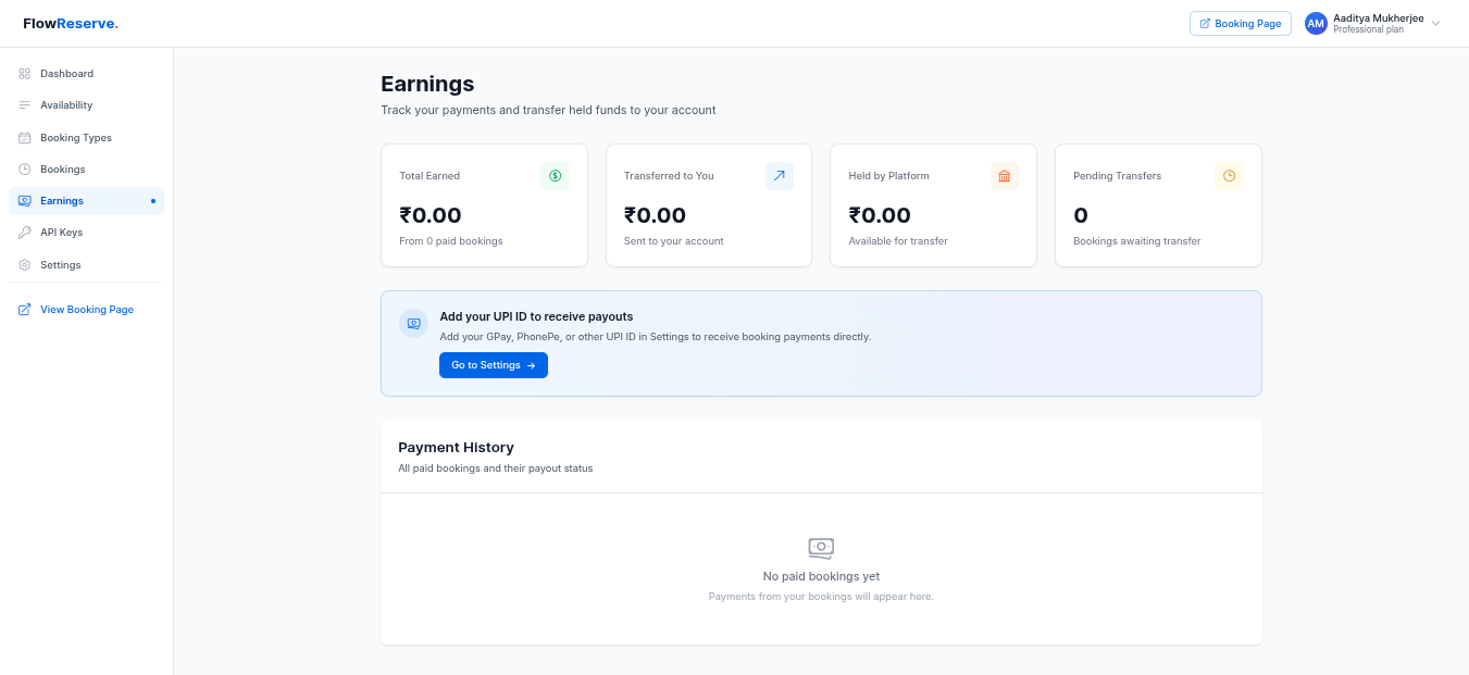 Revenue analytics and earnings dashboard
